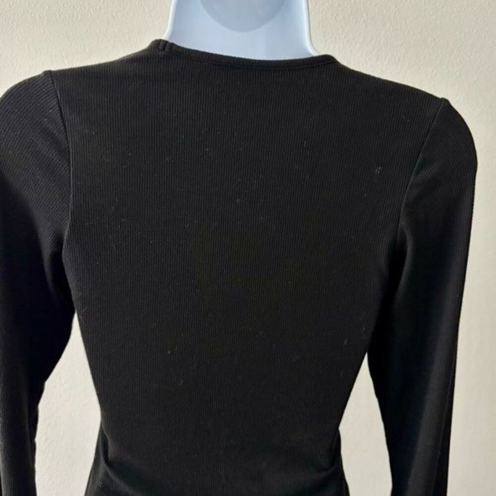 Klassy Network Bodysuit Medium Deep V Ribbed Minimalist Clean Girl Streetwear - Picture 3 of 14